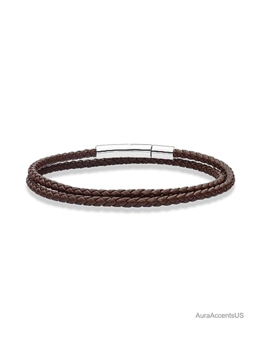 Genuine Italian Leather Double Wrap Bracelet Stainless Steel Clasp